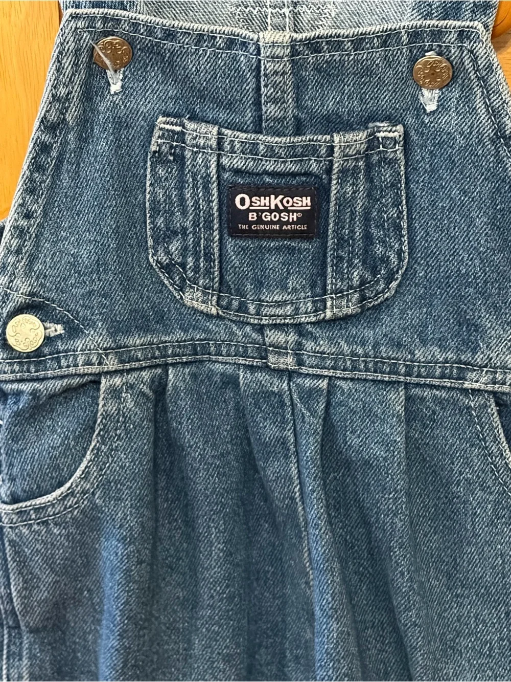 Vintage OshKosh B'Gosh Girls' Denim Overalls w/Pink Details Size 18 Months